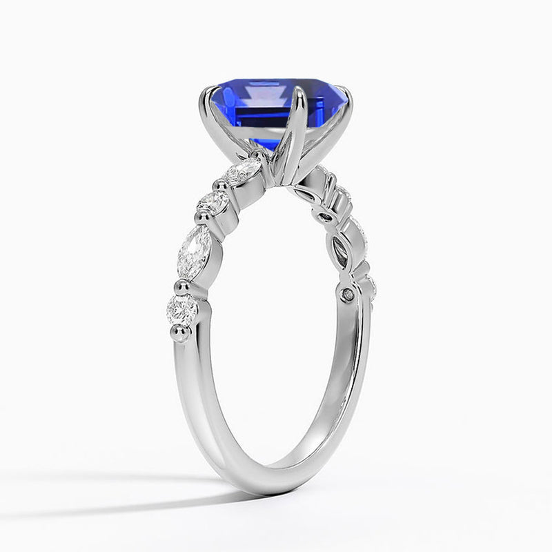 ALLURE - Chatham® Oval Blue Sapphire Solitaire Engagement Ring 950 Platinum