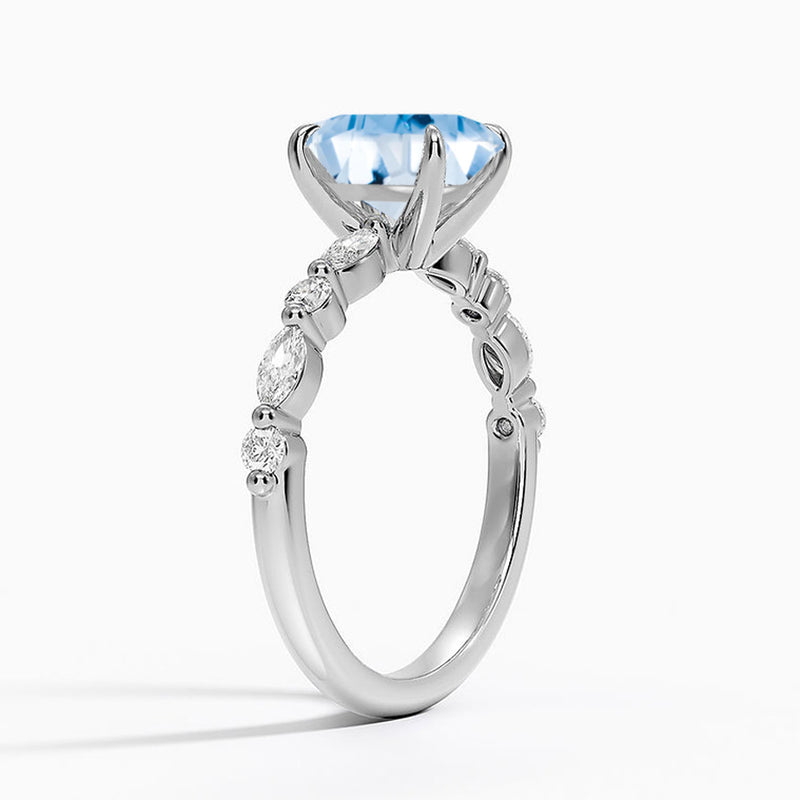 ALLURE - Chatham® Oval Aqua Spinel Solitaire Engagement Ring 950 Platinum