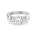 BLOSSOM - Round Moissanite & Pear Cut Diamond 18k White Gold Trilogy Engagement Ring Lily Arkwright