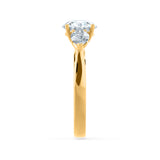 BLOSSOM - Round Natural Diamond & Pear Cut Diamond 18k Yellow Gold Trilogy Ring Engagement Ring Lily Arkwright