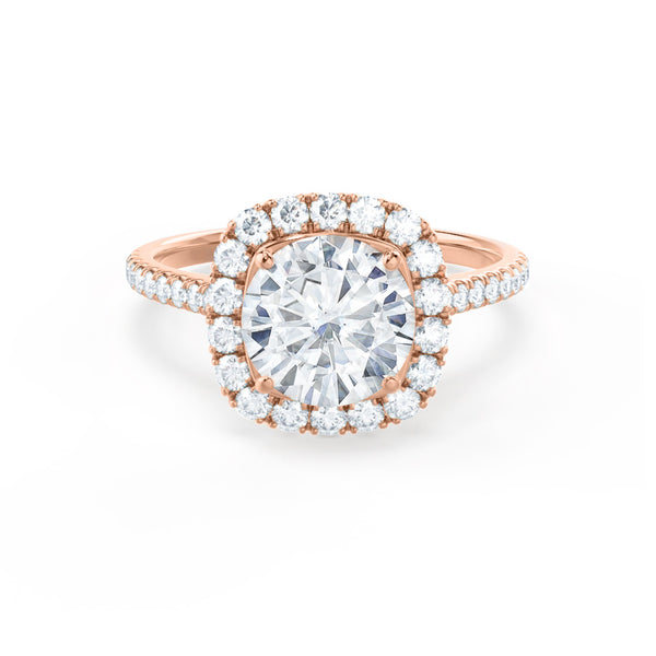 BLUSH - Round Lab Diamond 18k Rose Gold Petite Halo Ring Engagement Ring Lily Arkwright