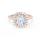 BLUSH - Round Natural Diamond 18k Rose Gold Petite Halo Ring Engagement Ring Lily Arkwright