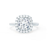 BLUSH - Round Lab Diamond 950 Platinum Petite Halo Ring Engagement Ring Lily Arkwright