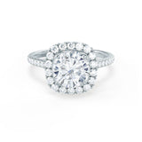 BLUSH - Round Moissanite & Diamond 950 Platinum Petite Halo Ring Engagement Ring Lily Arkwright