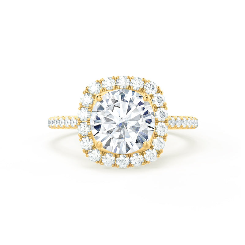 BLUSH - Round Lab Diamond 18k Yellow Gold Petite Halo Ring Engagement Ring Lily Arkwright