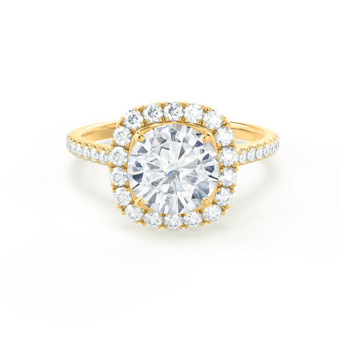 BLUSH - Ready to Ship 1.20ct Round Moissanite & Diamond 18k Yellow Gold Petite Halo Ring