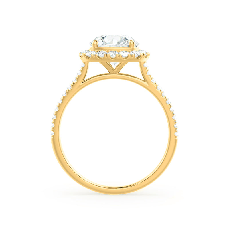 BLUSH - Round Lab Diamond 18k Yellow Gold Petite Halo Ring Engagement Ring Lily Arkwright