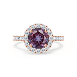 CECILY - Lab Grown Alexandrite & Diamond 18k Rose Gold Halo Ring Engagement Ring Lily Arkwright