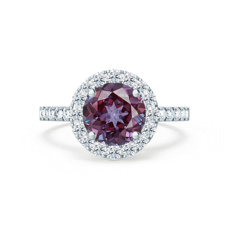 CECILY - Lab Grown Alexandrite & Diamond Platinum 950 Halo Ring Engagement Ring Lily Arkwright
