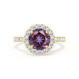 CECILY - Lab Grown Alexandrite & Diamond 18k Yellow Gold Halo Ring Engagement Ring Lily Arkwright