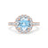 CECILY - Lab Grown Aqua Spinel & Diamond 18k Rose Gold Halo Ring Engagement Ring Lily Arkwright