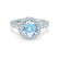 CECILY - Lab Grown Aqua Spinel & Diamond Platinum 950 Halo Ring Engagement Ring Lily Arkwright