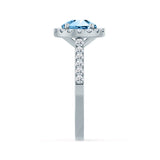 CECILY - Lab Grown Aqua Spinel & Diamond Platinum 950 Halo Ring Engagement Ring Lily Arkwright