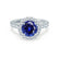 CECILY - Lab Grown Blue Sapphire & Diamond Platinum Halo Ring Engagement Ring Lily Arkwright
