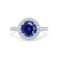 CECILY - Lab Grown Blue Sapphire & Diamond 18k White Gold Halo Ring Engagement Ring Lily Arkwright