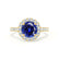 CECILY - Lab Grown Blue Sapphire & Diamond 18k Yellow Gold Halo Ring Engagement Ring Lily Arkwright