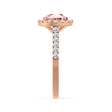 CECILY - Lab Grown Champagne Sapphire & Diamond 18k Rose Gold Halo Ring Engagement Ring Lily Arkwright