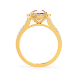 CECILY - Lab Grown Champagne Sapphire & Diamond 18k Yellow Gold Halo Ring Engagement Ring Lily Arkwright