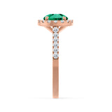 CECILY - Lab Grown Emerald & Diamond 18k Rose Gold Halo Ring Engagement Ring Lily Arkwright
