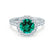 CECILY - Lab Grown Emerald & Diamond 18k White Gold Halo Ring Engagement Ring Lily Arkwright