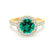 CECILY - Lab Grown Emerald & Diamond 18k Yellow Gold Halo Ring Engagement Ring Lily Arkwright