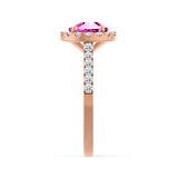 CECILY - Lab Grown Pink Sapphire & Diamond 18k Rose Gold Halo Ring Engagement Ring Lily Arkwright