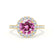 CECILY - Lab Grown Pink Sapphire & Diamond 18k Yellow Gold Halo Ring Engagement Ring Lily Arkwright