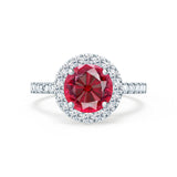 CECILY - Lab Grown Red Ruby & Diamond Platinum Halo Ring Engagement Ring Lily Arkwright