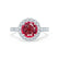 CECILY - Lab Grown Red Ruby & Diamond 18k White Gold Halo Ring Engagement Ring Lily Arkwright