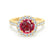 CECILY - Lab Grown Red Ruby & Diamond 18k Yellow Gold Halo Ring Engagement Ring Lily Arkwright