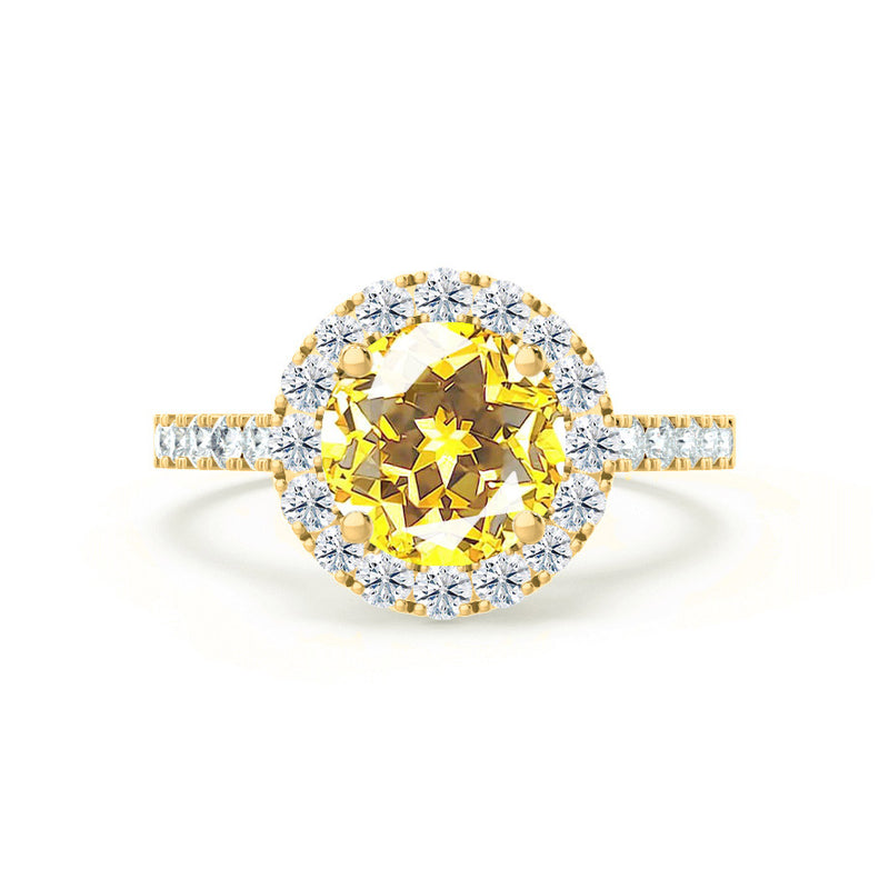 CECILY - Lab Grown Yellow Sapphire & Diamond 18k Yellow Gold Halo Ring Engagement Ring Lily Arkwright