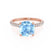 COCO - Cushion Aqua Spinel & Diamond 18k Rose Gold Hidden Halo Triple Pavé Shoulder Set Engagement Ring Lily Arkwright
