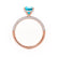 COCO - Cushion Aqua Spinel & Diamond 18k Rose Gold Hidden Halo Triple Pavé Shoulder Set Engagement Ring Lily Arkwright