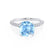 COCO - Cushion Aqua Spinel & Diamond 950 Platinum Hidden Halo Triple Pavé Shoulder Set Engagement Ring Lily Arkwright