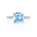 COCO - Cushion Aqua Spinel & Diamond 18k White Gold Hidden Halo Triple Pavé Shoulder Set Engagement Ring Lily Arkwright