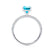 COCO - Cushion Aqua Spinel & Diamond 18k White Gold Hidden Halo Triple Pavé Shoulder Set Engagement Ring Lily Arkwright