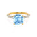 COCO - Cushion Aqua Spinel & Diamond 18k Yellow Gold Hidden Halo Triple Pavé Shoulder Set Engagement Ring Lily Arkwright