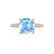 COCO - Cushion Aqua Spinel & Diamond 18k Yellow Gold Hidden Halo Triple Pavé Shoulder Set Engagement Ring Lily Arkwright
