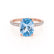 COCO - Elongated Cushion Cut Aqua Spinel 18k Rose Gold Petite Hidden Halo Triple Pavé Engagement Ring Lily Arkwright