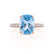 COCO - Elongated Cushion Cut Aqua Spinel 18k Rose Gold Petite Hidden Halo Triple Pavé Engagement Ring Lily Arkwright