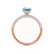 COCO - Elongated Cushion Cut Aqua Spinel 18k Rose Gold Petite Hidden Halo Triple Pavé Engagement Ring Lily Arkwright