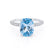 COCO - Elongated Cushion Cut Aqua Spinel 18k White Gold Petite Hidden Halo Triple Pavé Engagement Ring Lily Arkwright