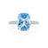 COCO - Elongated Cushion Cut Aqua Spinel 18k White Gold Petite Hidden Halo Triple Pavé Engagement Ring Lily Arkwright