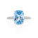COCO - Elongated Cushion Cut Aqua Spinel 950 Platinum Petite Hidden Halo Triple Pavé Engagement Ring Lily Arkwright
