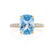COCO - Elongated Cushion Cut Aqua Spinel 18k Yellow Gold Petite Hidden Halo Triple Pavé Engagement Ring Lily Arkwright