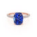 COCO - Elongated Cushion Cut Blue Sapphire 18k Rose Gold Petite Hidden Halo Triple Pavé Engagement Ring Lily Arkwright
