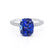 COCO - Elongated Cushion Cut Blue Sapphire 950 Platinum Petite Hidden Halo Triple Pavé Engagement Ring Lily Arkwright
