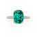 COCO - Elongated Cushion Cut Emerald 18k Rose Gold Petite Hidden Halo Triple Pavé Engagement Ring Lily Arkwright