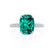 COCO - Elongated Cushion Cut Emerald 950 Platinum Petite Hidden Halo Triple Pavé Engagement Ring Lily Arkwright