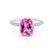 COCO - Elongated Cushion Cut Pink Sapphire 950 Platinum Petite Hidden Halo Triple Pavé Engagement Ring Lily Arkwright